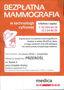 Bezpłatna mammografia w Przerośli