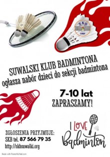 Suwalski Klub Badmintona ogłasza nabór do sekcji badmintona