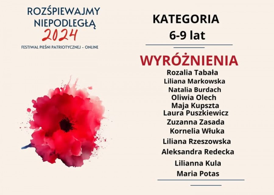 Maja Kupszta wyróżniona na Ogólnopolskim Festiwalu Rozśpiewajmy Niepodległą 