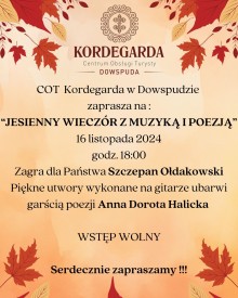 Jesienny wieczór z muzyką i poezją w Dowspudzie