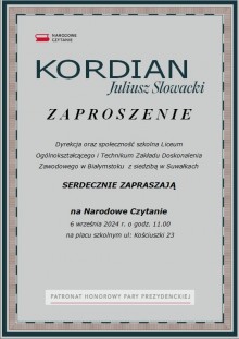 Narodowe Czytanie Kordiana Juliusza Słowackiego w ZDZ